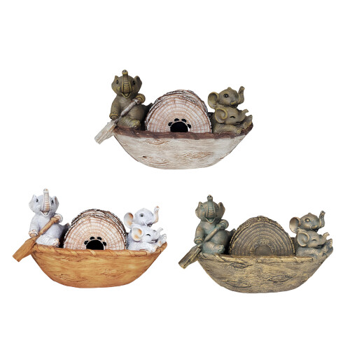 Hand Paint Elephant Designs Coasters Rustics Home-Grey White 1