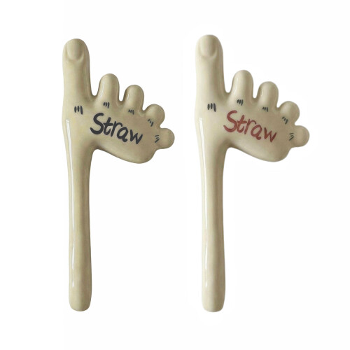 Eccentric Foot Straw Ceramic Hand Painted Bright Color Great-1 1
