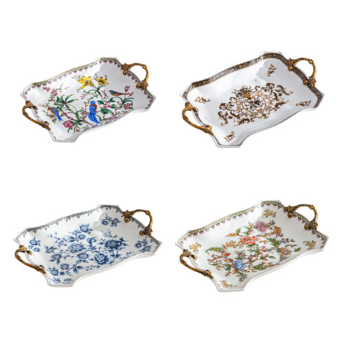 Spacious 37cm Wide Serving Plate With Artisanal-bluewh1te 1
