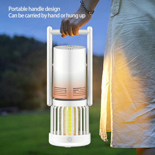 3 In 1 Camping Fan With Fly Trap LED Light USB-ice gray 2