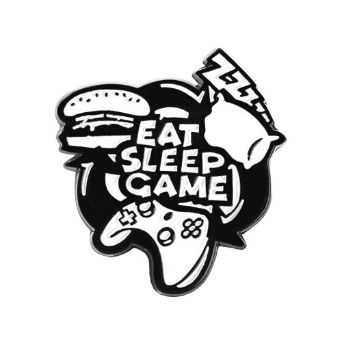 Brosche, Metall - Eat Sleep Game
