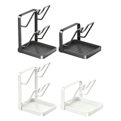 Compact Dish Rack For Pots Lids And Cutting Boards-White 2-tier 1