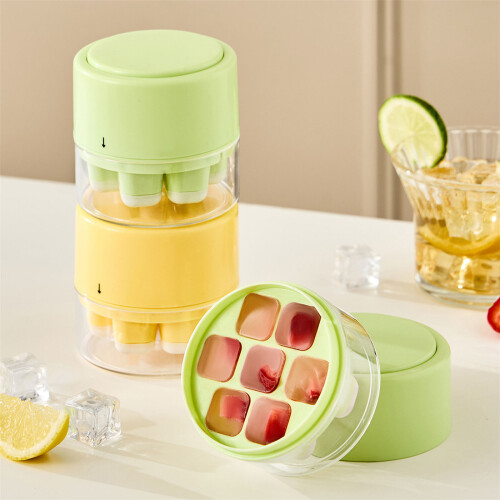 Small Area Saving Ice Cubes Tray 7 Sections Press To-Green 2