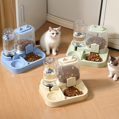 Automatic Bottle Cats Dog Bowls Set Space Saving Feeder-Gray 1