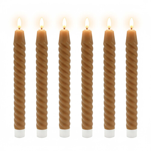 LED-Stabkerzen ohne Flamme, echtes Wachs, 6er-Set