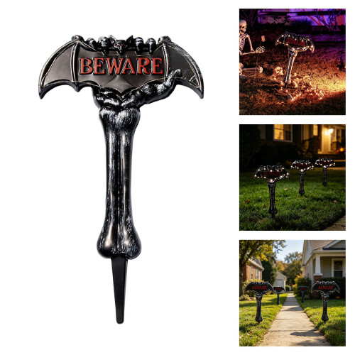 LED Bat Yard Stake Plastic Halloween Props With Glowing Effect 1