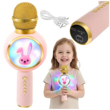 Micrófono de karaoke inalámbrico Bluetooth para niños, color rosa