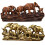 Elephant Herds With Babies Statue Ornament-Dark Brown 2