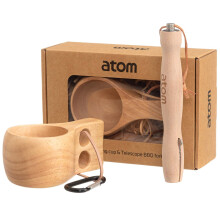 Set de regalo de taza de madera y parrilla plegable para exteriores