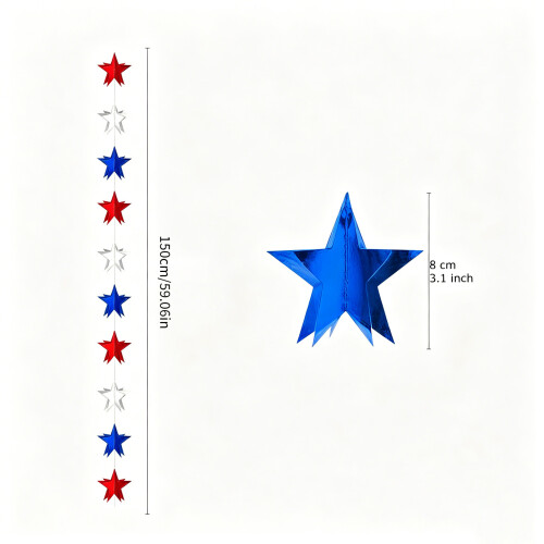 Five Colorful Star Patterned Paper Streamers Garlands For 2