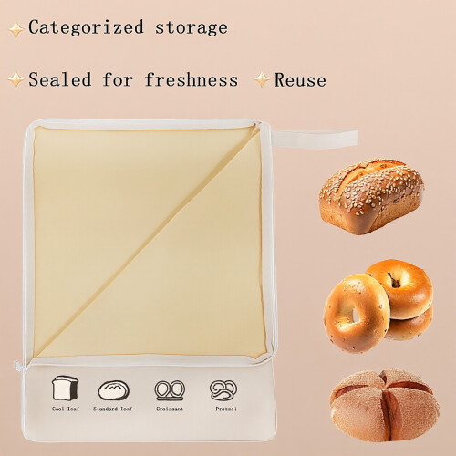 Large Capacity Bread Storage Bag with L Shape Zippers for 1