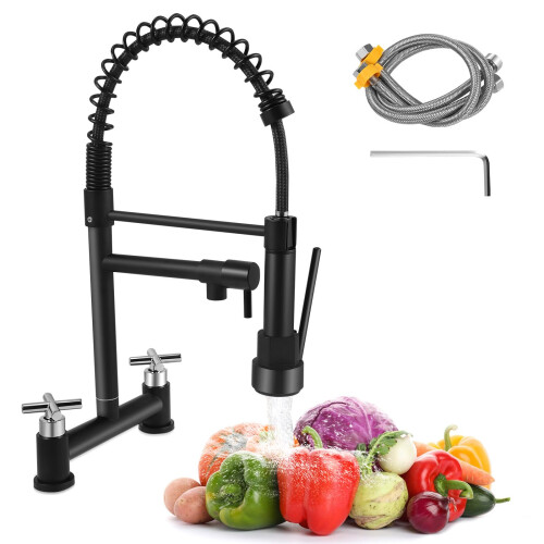 2 Hole Kitchen Mixer Taps with Lock, 360° Swivel