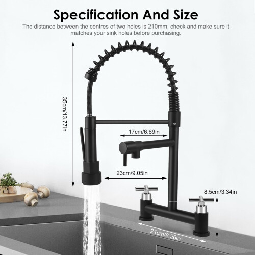 2 Hole Kitchen Mixer Taps with Lock, 360° Swivel 1