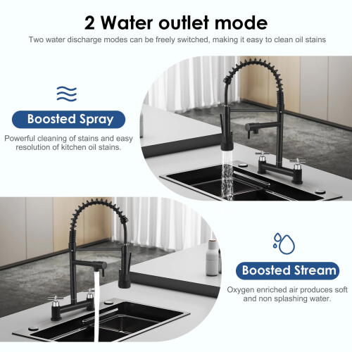 2 Hole Kitchen Mixer Taps with Lock, 360° Swivel 2