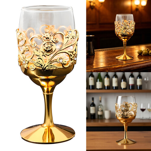 Handgefertigter Whiskybecher aus Glas mit Eisenrahmen, 2
