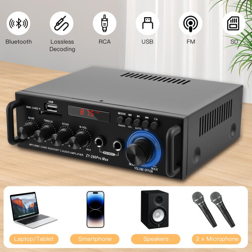 Hi-Fi Stereo Amplifier 60W x 2 with Bluetooth 5.0 1