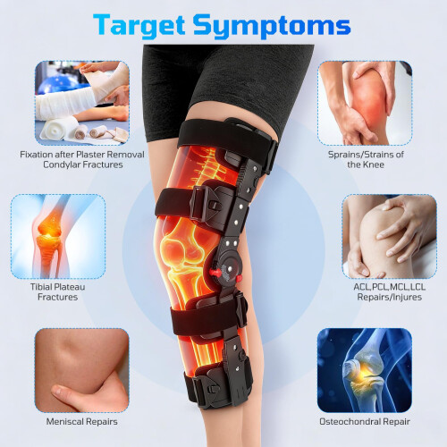 Post-Op Hinged Knee Brace Adjustable with Side Leg Stabilisers 1