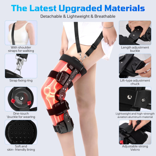 Post-Op Hinged Knee Brace Adjustable with Side Leg Stabilisers 2