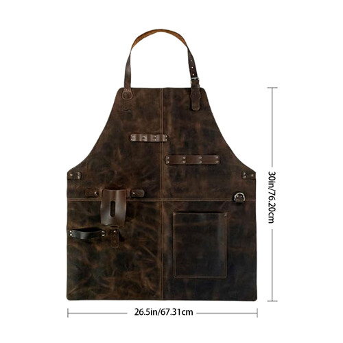 Traditional Brown PU Apron For Cooking Cleaning And Kitchen 2