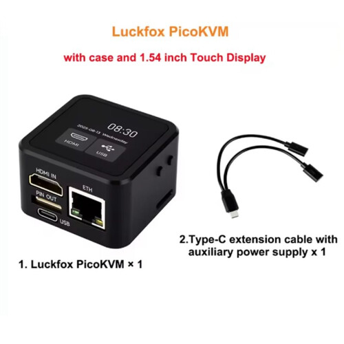 PicoKVM IP KVM Remote Management Tool with 1.54 InchTouchscreen Display for Remote Server Access and Device Control 1