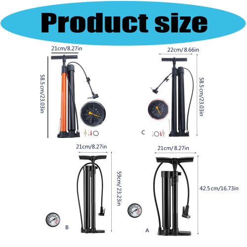 Fahrrad-Standpumpe, manuelle Luftpumpen,-Langes Schwarz 2