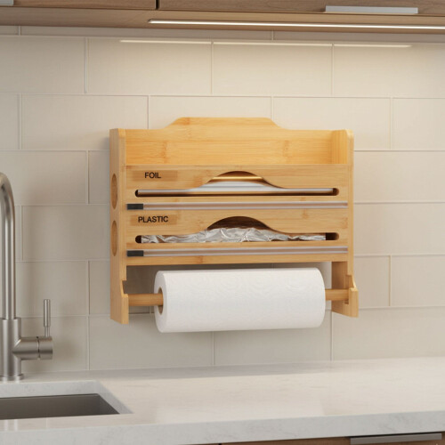 Wall-Mounted Kitchen Roll Holder with Foil Cutter 1