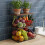Frutero metálico de pared con estante efecto madera 4