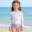 Ensemble de maillot de bain Rashguard à manches longues-Jaune 5T 6