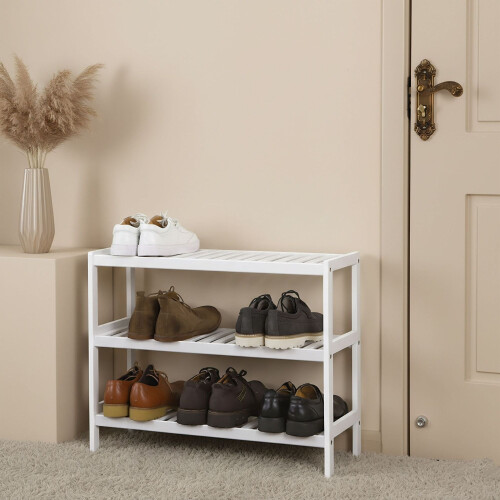Bamboo Shoe Rack, 3-Tier, Space-Saving Design 2