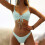 Women's Ribbed High Cut Set Bow String 2 Piece Swimsuit-Black L 4