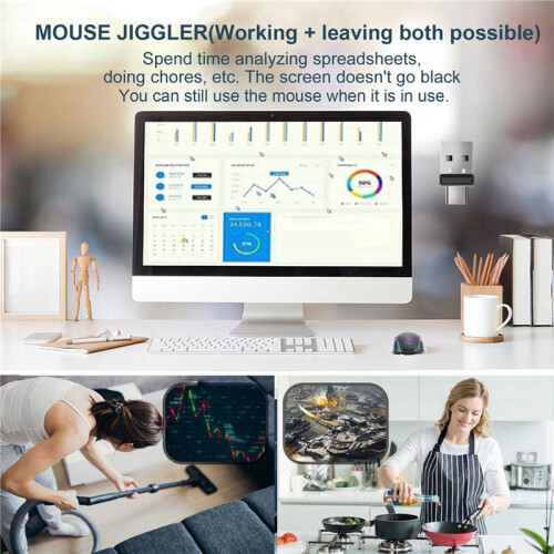 2X USB and Type C 2 in 1 Mouse Jiggler USB Mover Undetectable Automatic Mouse Shaker Wiggler 2