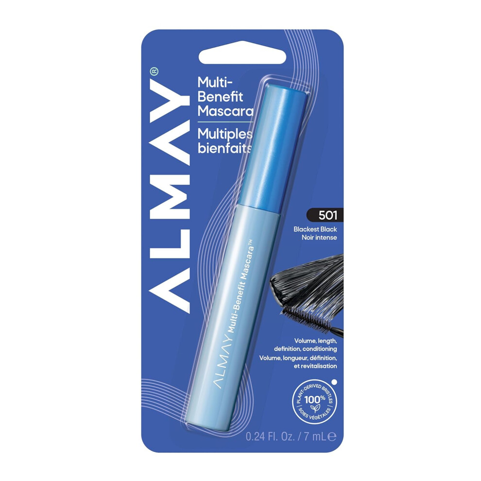 Almay Black Multi-Benefit Mascara, Volumizing + Lengthening, Hypoallergenic, (501 Est )