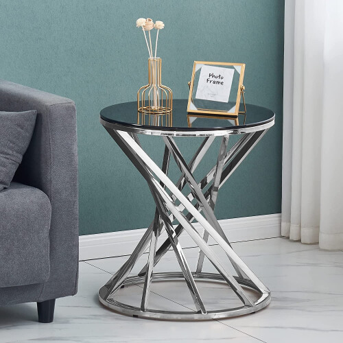 AINPECCA Coffee Table and Side Table Set Silver Living Room 2