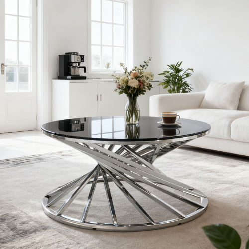 AINPECCA Coffee Table and Side Table Set Silver Living Room 1
