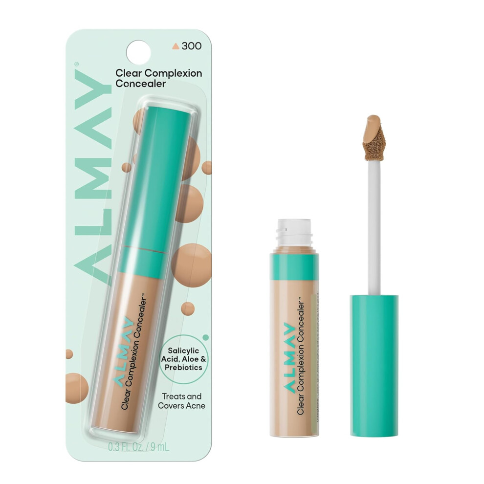 Almay Clear Complexion Concealer, Cruelty-Free Makeup For Acne-Prone Skin, 0.3 Fl Oz (300 New Look - Medium With Neutral Undertone)