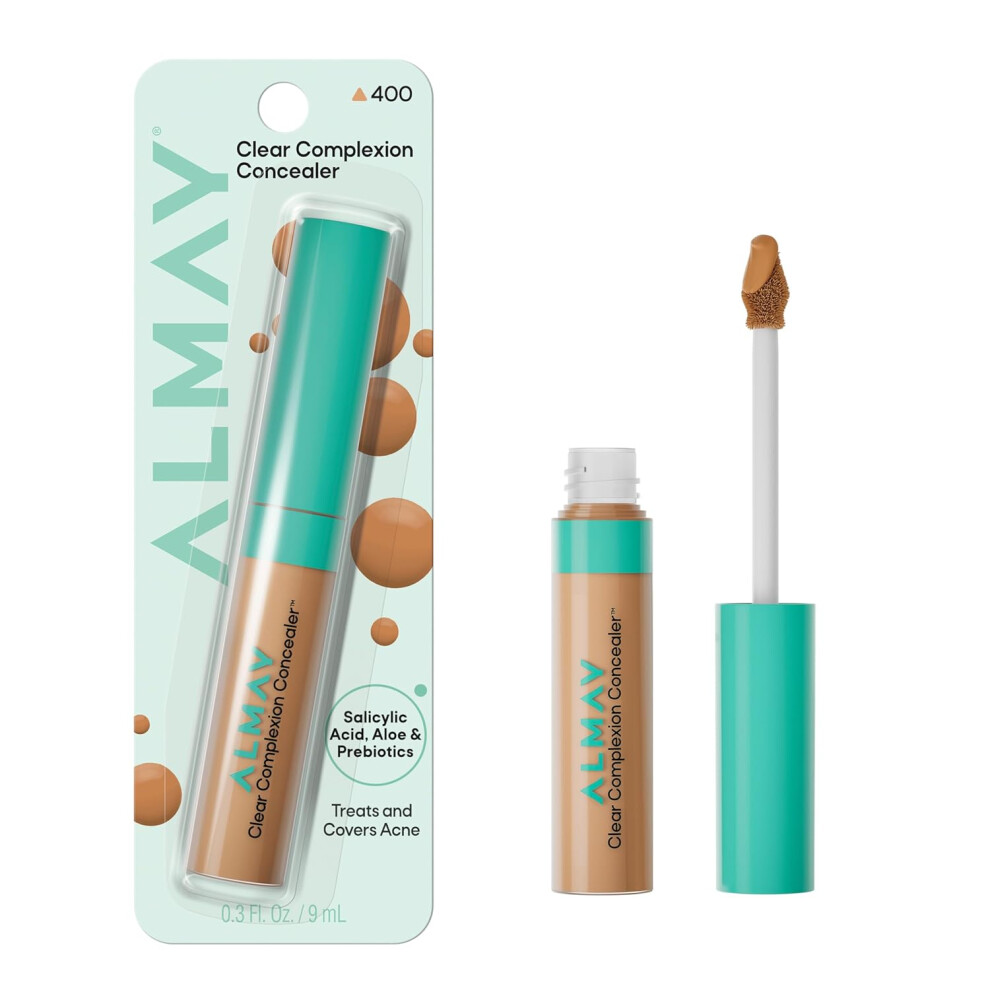 Almay Clear Complexion Concealer, Cruelty-Free Makeup For Acne-Prone Skin, 0.3 Fl Oz (400 New Look - Medium Deep With Warm)