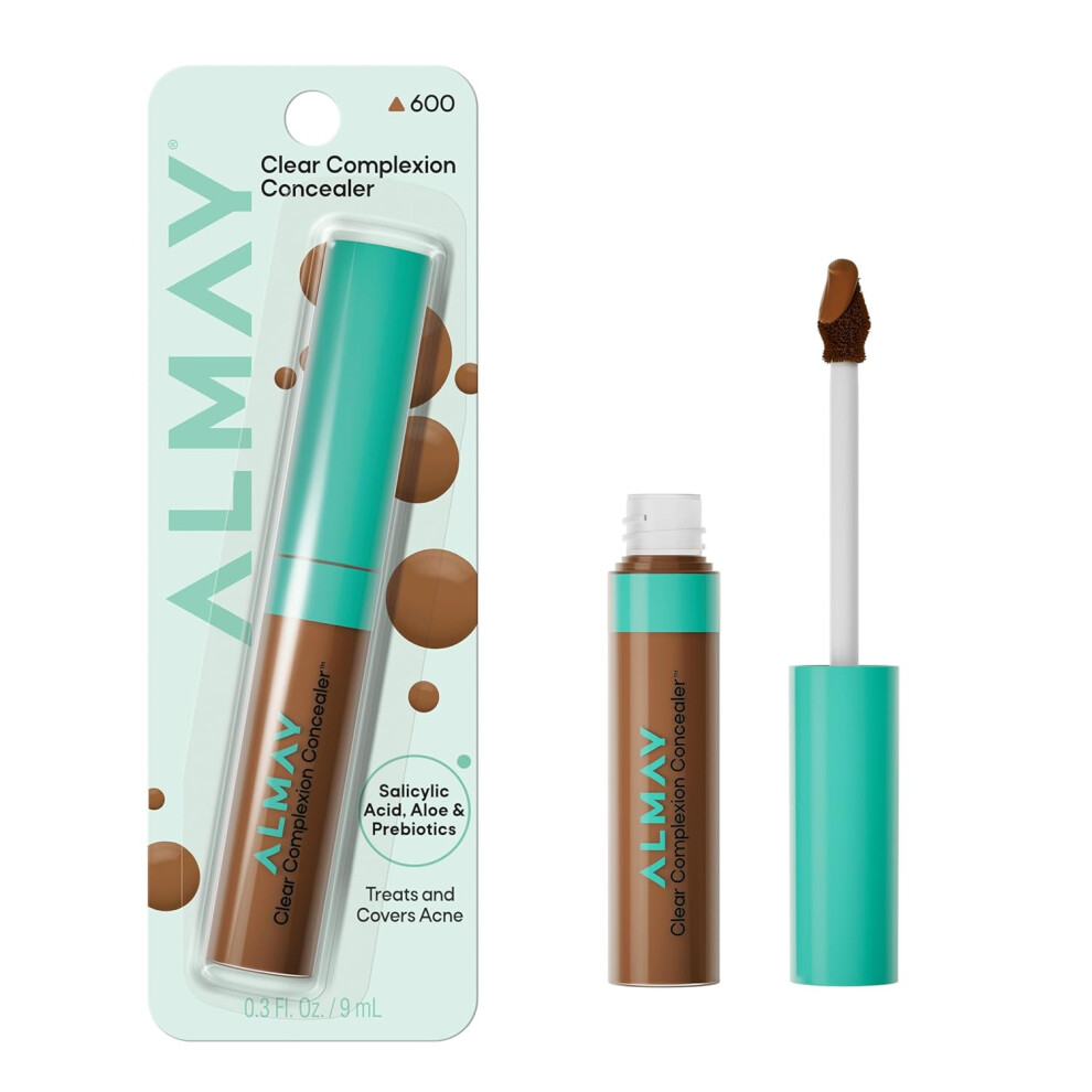 Almay Clear Complexion Concealer, Cruelty-Free Makeup For Acne-Prone Skin, 0.3 Fl Oz (600 New Look - Deep With Neutral Undertone)