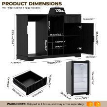 Fluted Wine Bar Cabinet Fridge (Fridge Included)