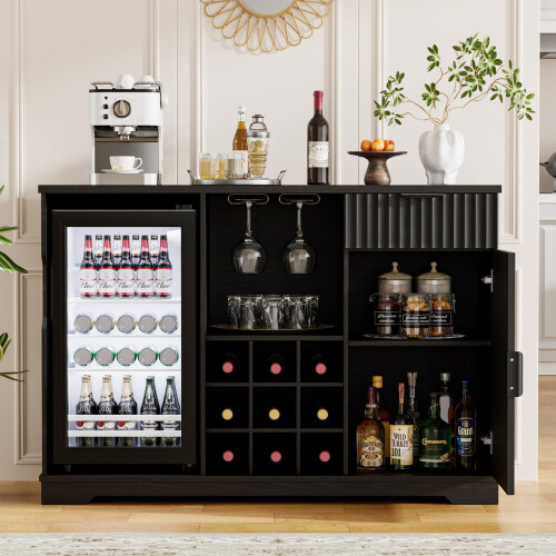 Fluted Wine Bar Cabinet Fridge (Fridge Included) 2