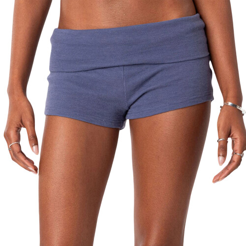Soft Elastic Women's Low Rise Short Pants Breathable-Blue M