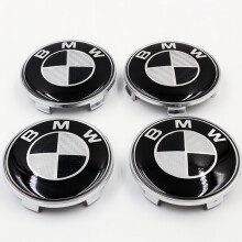 BMW Black & White Carbon Center Hub Alloy Wheel Caps 68mm