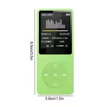 Bluetooth-compatible Mp3 Music Player Lossless Portable Fm Radio External Ultra-thin Student Sports Walkman Mp3 Player Recorder (Green)