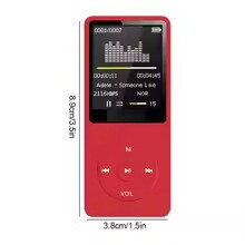 Bluetooth-compatible Mp3 Music Player Lossless Portable Fm Radio External Ultra-thin Student Sports Walkman Mp3 Player Recorder (Red)