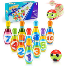 Qukir Bowling Set Kids, Toys for 2 3 4 Year Old Boy Girl Gift for 1-6 Year Olds Boys Toys Age 3-5 Toddler Toys Kids Toys Age 2-6 Outdoor Toy for 1-3