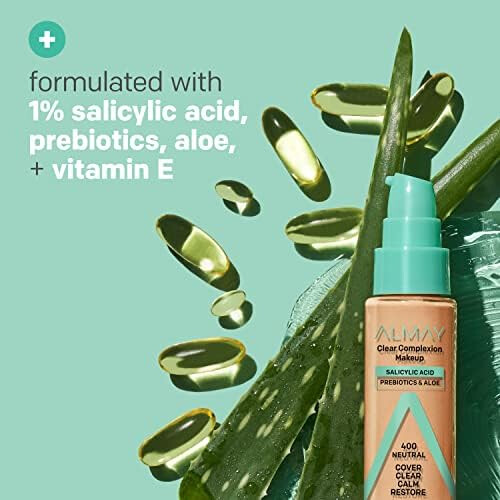 Almay Clear Complexion Acne Foundation Makeup with Salicylic Acid, Medium Coverage, 1 fl oz  (730 - Medium with Cool Undertone) 2