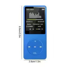 Bluetooth-compatible Mp3 Music Player Lossless Portable Fm Radio External Ultra-thin Student Sports Walkman Mp3 Player Recorder (Blue)