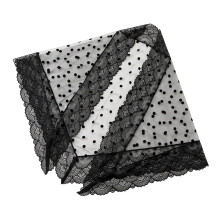 Triangular White Lace Veil Head Cover for Wedding Themes-Black