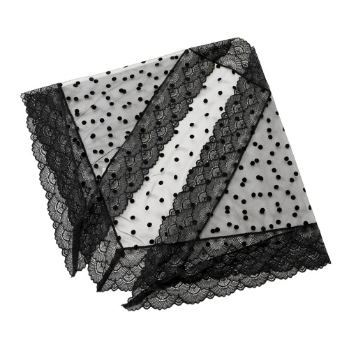 Triangular White Lace Veil Head Cover for Wedding Themes-Black