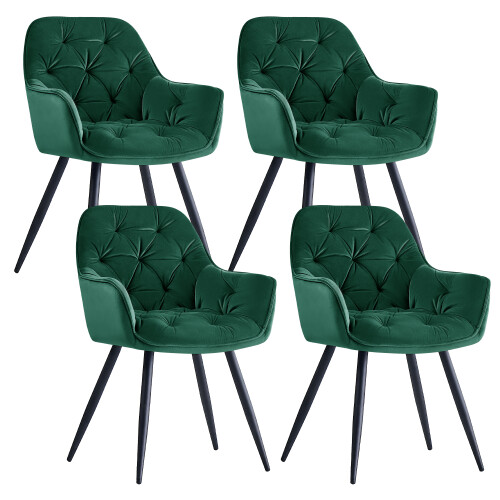 AINPECCA Marble Effect Dining Table & 4 Velvet Chairs Green 1