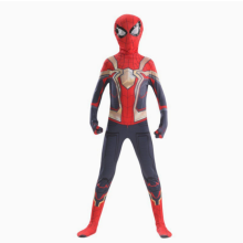 (130) Spiderman Gold Suit Costume Kids Superhero Cosplay Costumes